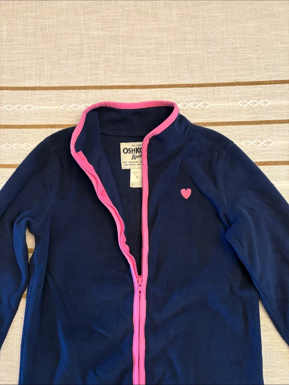 OshKosh B'gosh Navy and Pink Fleece Zip Jacket